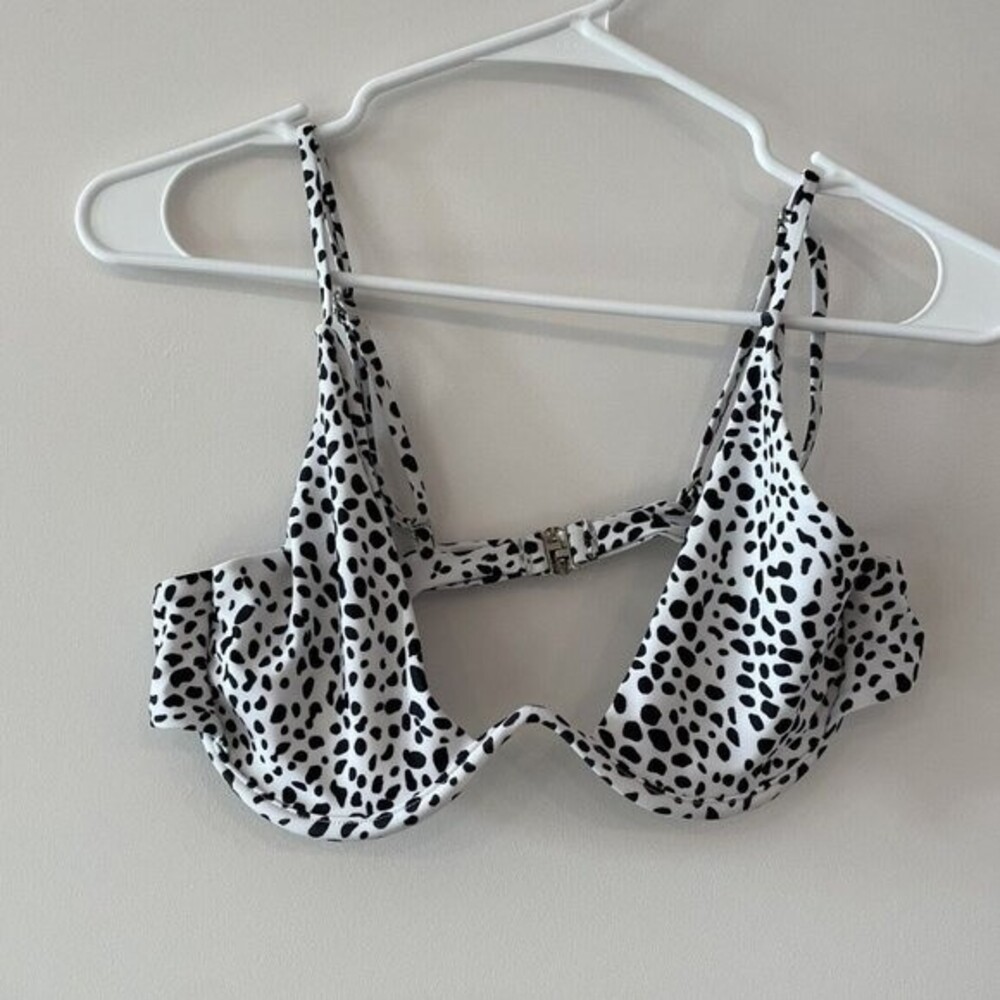 Zaful NWOT Cheetah Underwire Bikini Top Size 8 Size L White Black Bachelorette